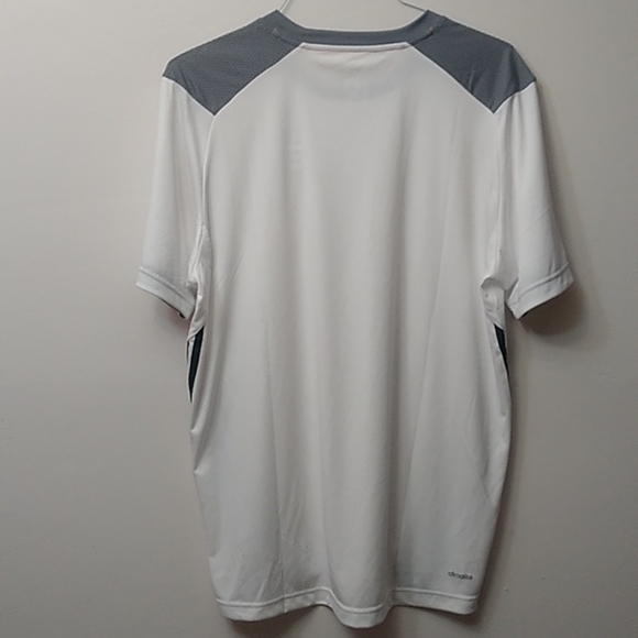 🎉HP🎉Adidas Men's Climalite Emid Crew Tee 3 Stripe F48847, White, L, NWT - Picture 2 of 6